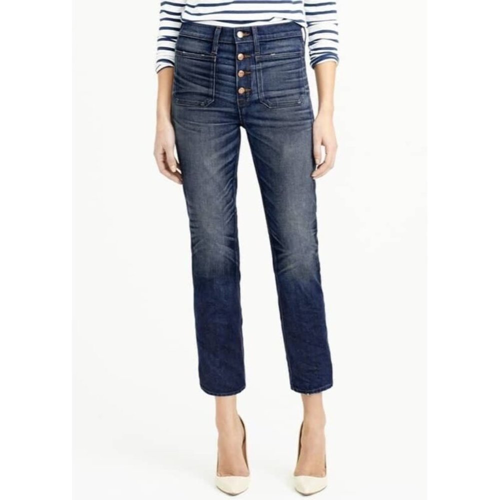 J Crew Point Sur Womens Vintage Patch Pocket Cropped Jean Sz 27 Sailor Style